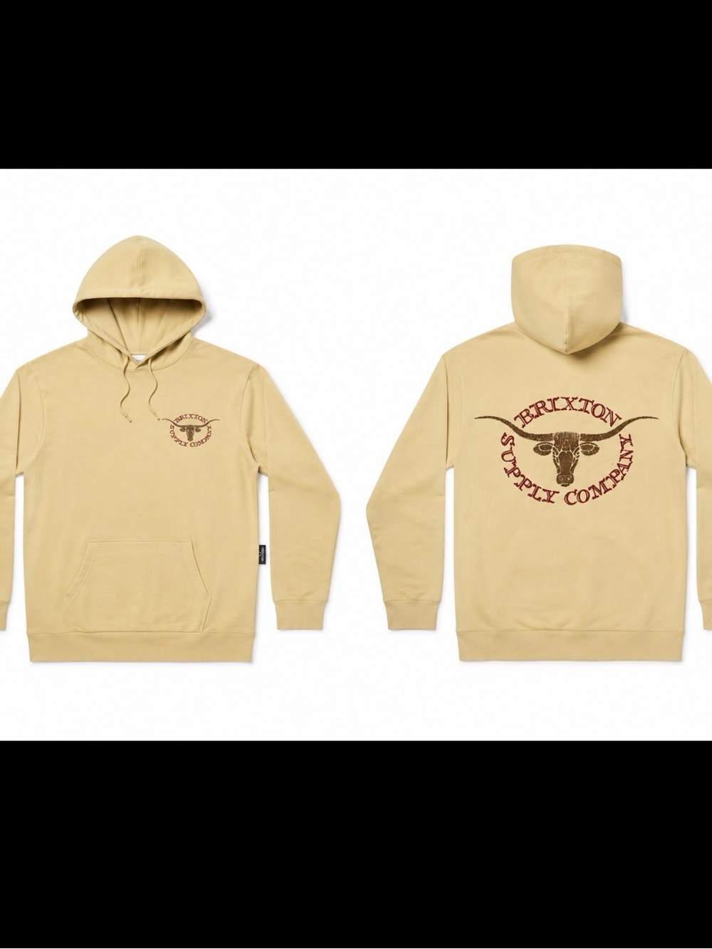 Brixton Beige Hoodie with Maroon Graphic